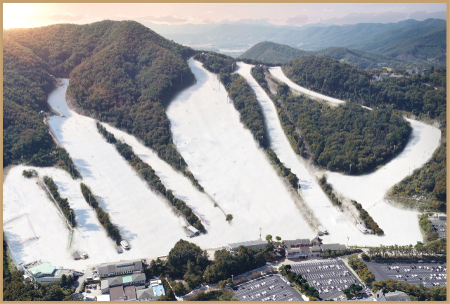 지산리조트 각 슬로프 위치 표시 지도